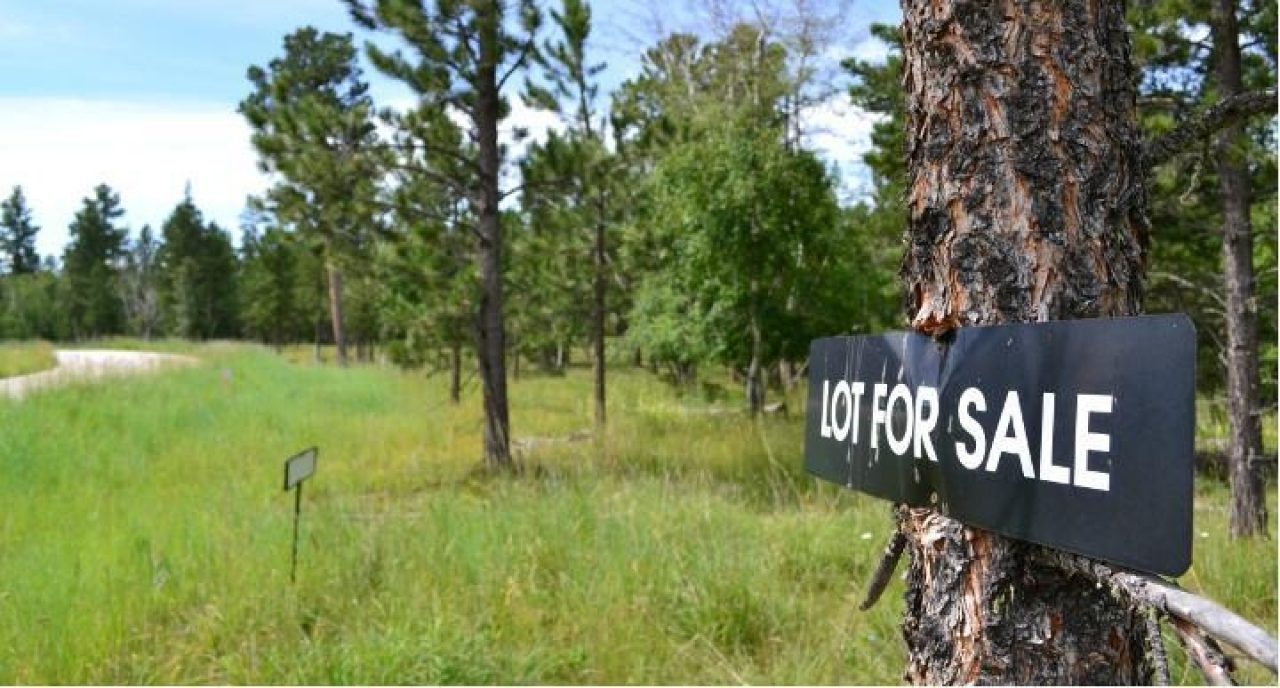 For Sale sign next to an open lot