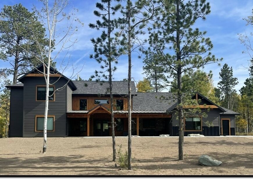 cabin nestled in the woods